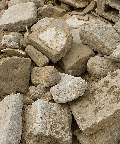 Bauschutt mit Feinanteil wie Erde, Sand, Mörtel oder Putzresten